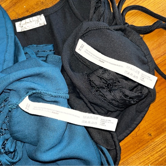 **Lot of 2** Free People Teal and Black Crop Camisoles Size L - Picture 7 of 7